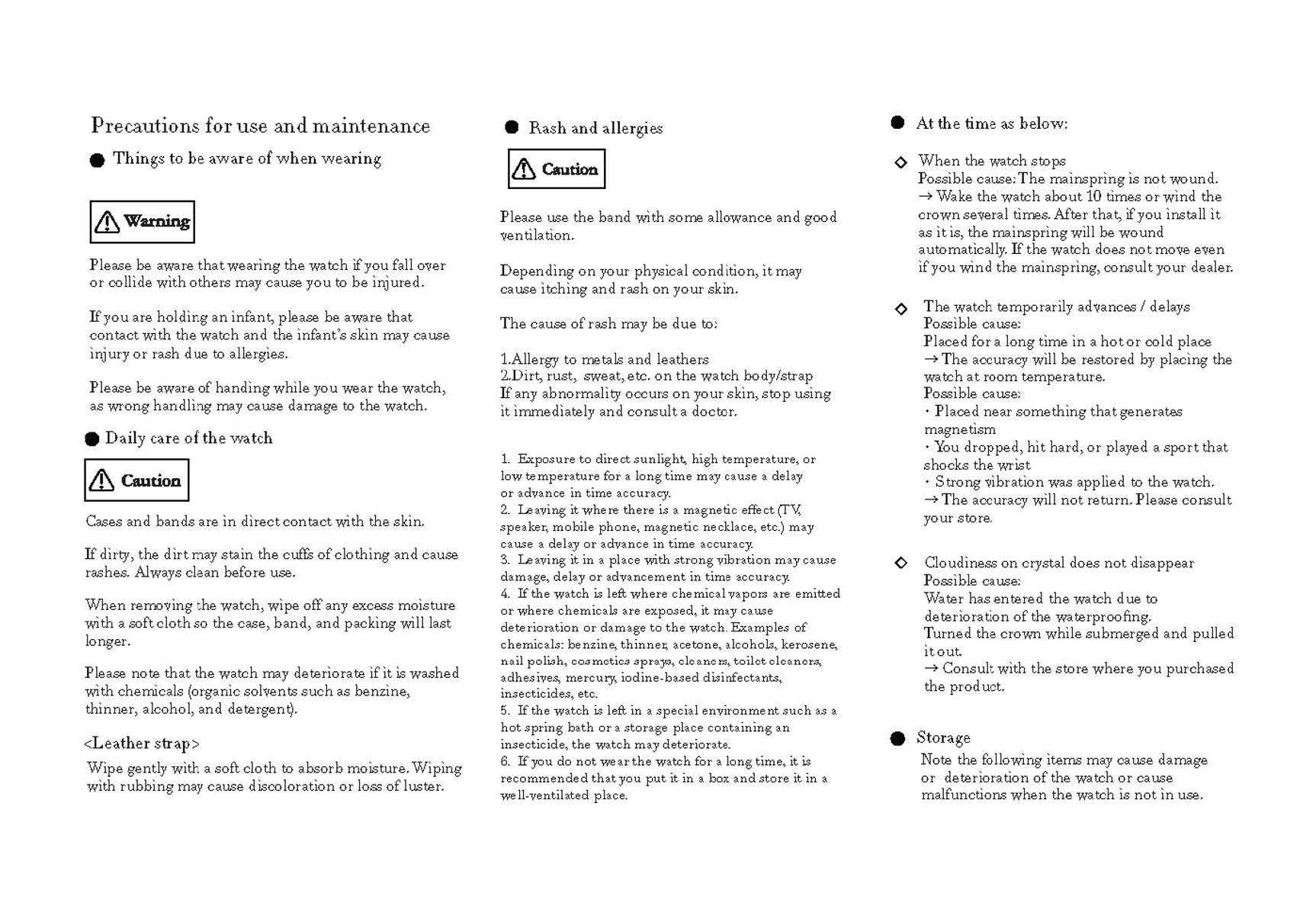 Instruction Manual - Watches